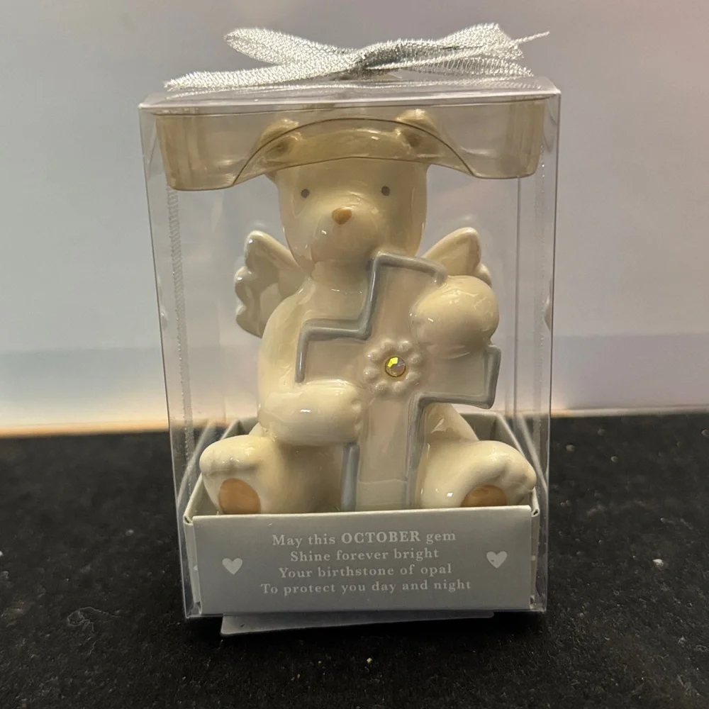 Grasslands Road October Bear Angel w/Cross Baby Product, 3 1/4